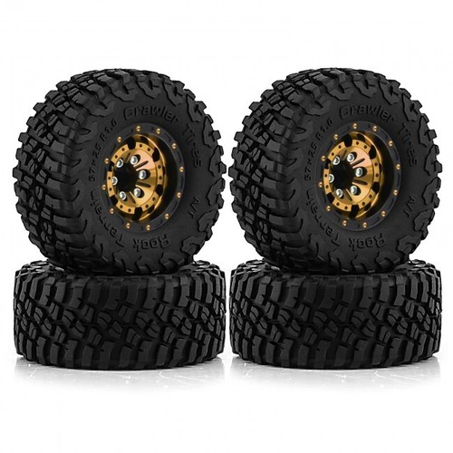 Rubber Tire & Rim Set 1Inch 57 x 25mm For 1/18 TRAXXAS TRX-4M / 1/24 AXIAL SCX24 - Picture 2 of 9