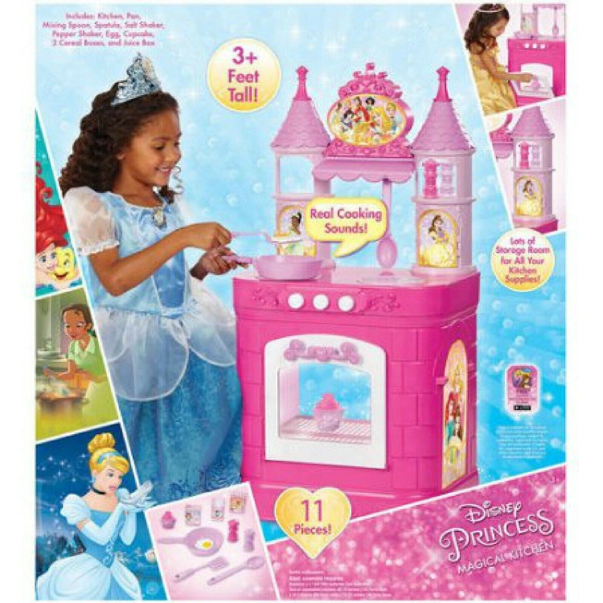 Disney Princess Magical Play Kitchen playset with 11 Pieces for Girls