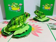 Origami Pop Cards Australian Green Frog 3D Pop Up Greeting Card Happy Birthday