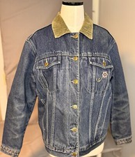 Vintage Winnie The Pooh Embroidered Denim Jacket Disney Store Corduroy Collar M