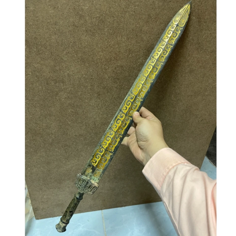 Уникальный древнеримский бронзовый 18K золото работа на меч 🗡 отличный меч 200BC 60 см - Изображение 4 из 4