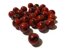 25 Murmeln Glückskäfer rot ca. 16mm aus Glas, Glasmurmel, Glaskugel (120068)