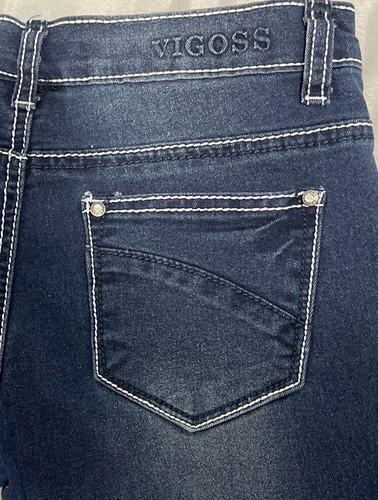 Vigoss Girls jeans size 14 appliquéd flowers distressed skinny - Picture 7 of 7