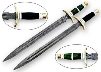 Lot of 2 Sword / Hand Forged Damascus Steel Viking Sword Battle Ready Medieval