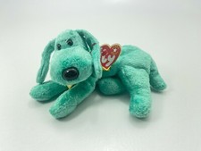 TY Beanie Baby Babies Diddley 7-25-2000 Green Dog Plush Toy Stuffed Animal