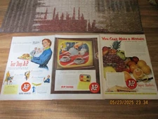 Vintage A&P Super market Store Ads: Lot of 3, Coffee - Fruit - Meal 10 x 13"