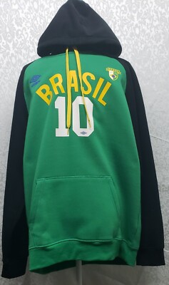 Umbro Brasil #10 Neymar Sweater Hoodie Green Black Soccer No Wears