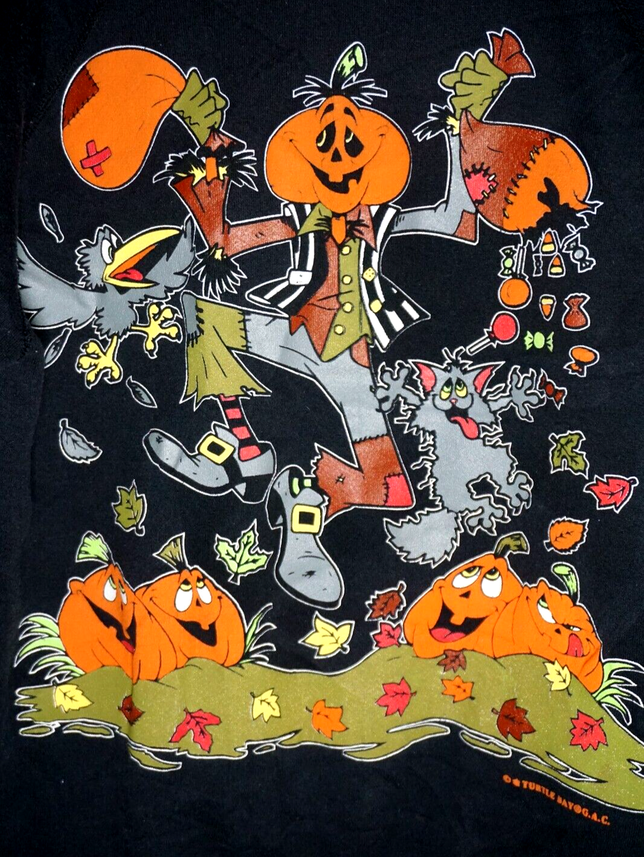 Vintage 90s Halloween Sweatshirt Large Mens Scarecrow