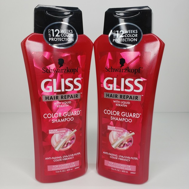 2 Bottles Schwarzkopf 13.6 Oz Gliss Color Guard With Liquid Keratin