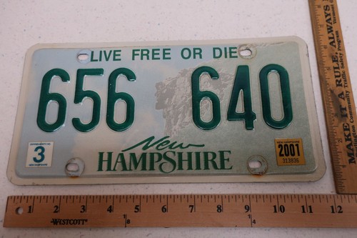 2001 01 NEW HAMPSHIRE NH LICENSE PLATE TAG SCENIC 656 640 NATURAL STICKER