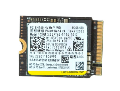 WD PC SN 740 GEN4 NVMe PCIe M2 2230 SSD SDDPTQD-512G-1012 / Gebraucht - Gut / 100% Gesundheit