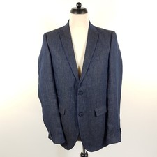 CG Club Of Gents Jacket Coat Mens Size 94 Blue Gray Striped Regular Linen Jacket