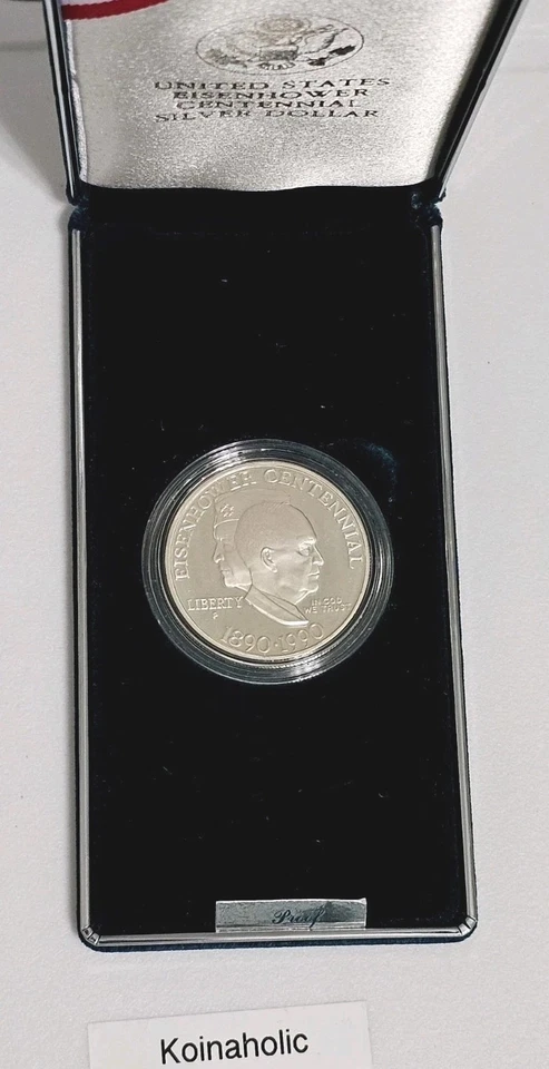 1990 P PROOF Silver Dollar $1 Eisenhower Ike Coin with Box & COA, Mint Condition - Image 4 of 4