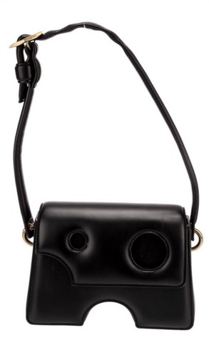 Off-White Burrow 22 Black Leather Sculpted Shoulder Bag Gold Hardware