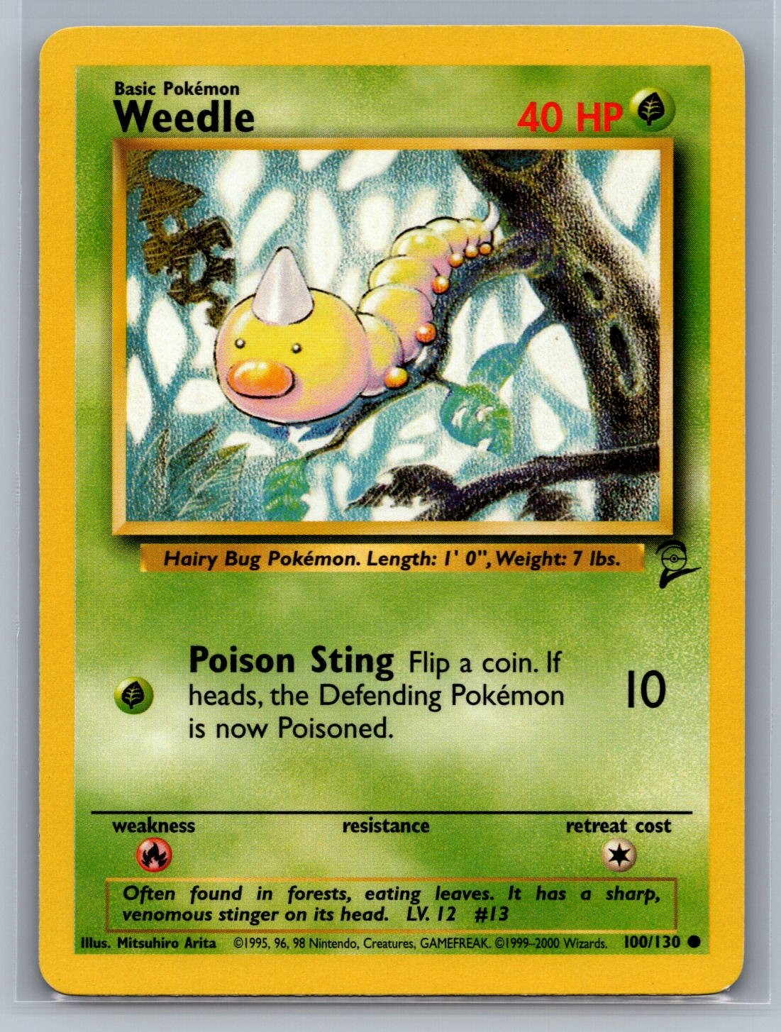 Weedle Base Set 2 #100/130 Common Pokemon Card