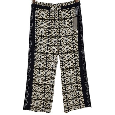 Soft Surroundings LP Canna Batlik Printed Wide Leg Palazzo Pants in Black NWT