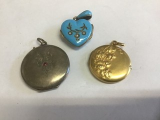 1 lot de 3 pendentifs photos anciens argent plaqué vintage art déco