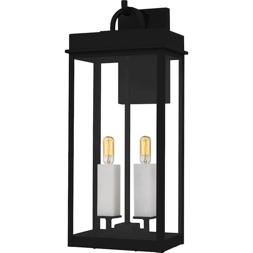 Quoizel Carmen 2Lt 22" Outdoor Lantern, Black/Clear/Tempered Panel - CAM8409MBK - Picture 1 of 1
