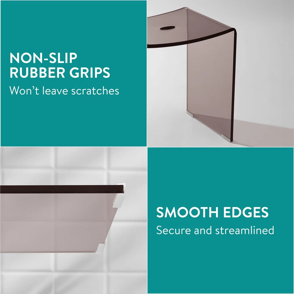 Banco de Ducha Acrílico Gris - Taburete Impermeable para Baño o Tocador 17.1" x 1... Foto 3 de 4