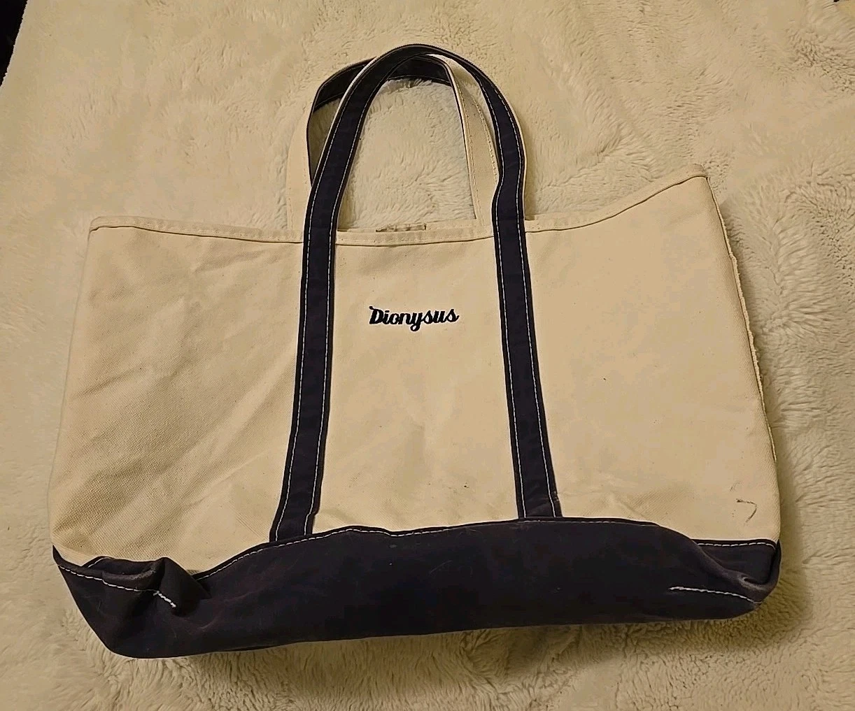 "Dionysus" Vintage L.L. Bean Boat and Tote Bag Blue & White 90s USA Fast Ship