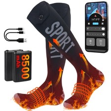 8500mAh 2 Heated Socks for Men Women with App Control, Rechargeable Electric ...