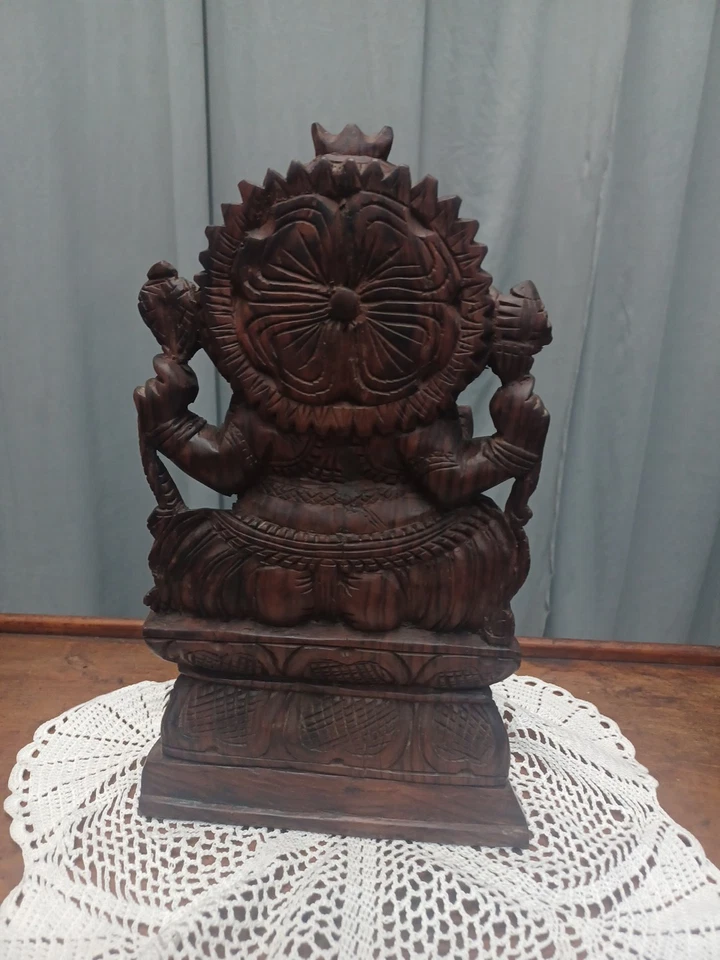 Statua In Legno Massello Ganesha Epoca 900 - Immagine 3 di 4