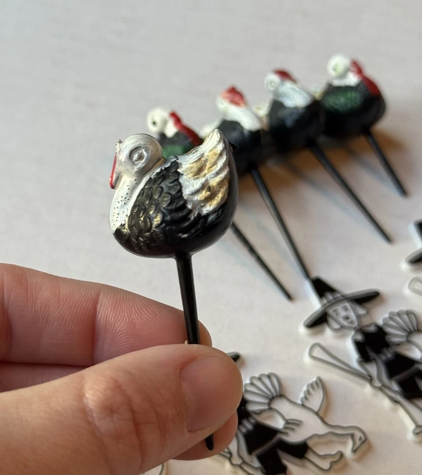 "De colección 5 pavos 5 tazas de peregrino tapa de pastel retro plástico 2,25"" selecciones de pastel acción de gracias" Foto 3 de 4