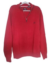 Chaps Men’s L Red 1/4 Zip Sweater Cotton Pullover Knit Long Sleeve Casual