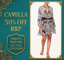 CAMILLA In Her Shoes Shirred Relaxed Short Dress Size XS RRP $599