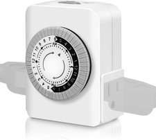 Timers for Electrical Outlets Indoor, 3-Prong Dual Outlet Timer,24-Hour 30 Minu