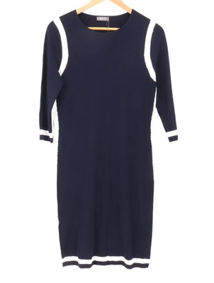NWOT Basler Navy Sweater Dress Sheath Nautical Classic Coastal Office Size S