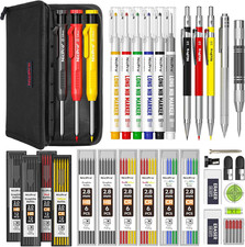 39 Pack Carpenter Pencils with Sharpener, Mechanical Carpenter Pencil Set with 1