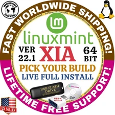 LINUX MINT OS 22.1 XIA CINNAMON XFCE MATE LMDE6 64BIT USB,DVD LIVE, FULL MAC, PC