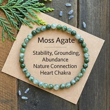 Natural Moss Agate Stone Bracelet 4mm Beads Healing Crystal Stretch Bracelet