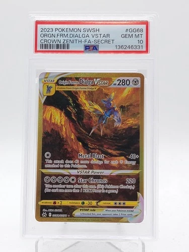 ORIGIN FORME DIALGA VSTAR 2023 POKEMON CROWN ZENITH #GG68 SECRET FA PSA 10 Q0895