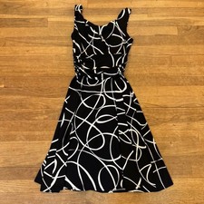 Maggy London black white jersey sleeveless knee length a-line dress size 6 b53