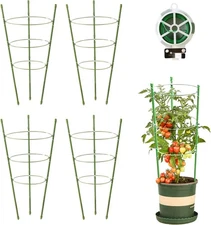 Kgozwon 4 Pack Tomato Cage Plant Support Cages for Garden, 18 inches green 