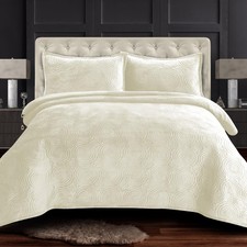 Oversized Velvet Quilt, 2-Piece Twin Bed Set, 260GSM Soft Quilted Velvet, Inc...