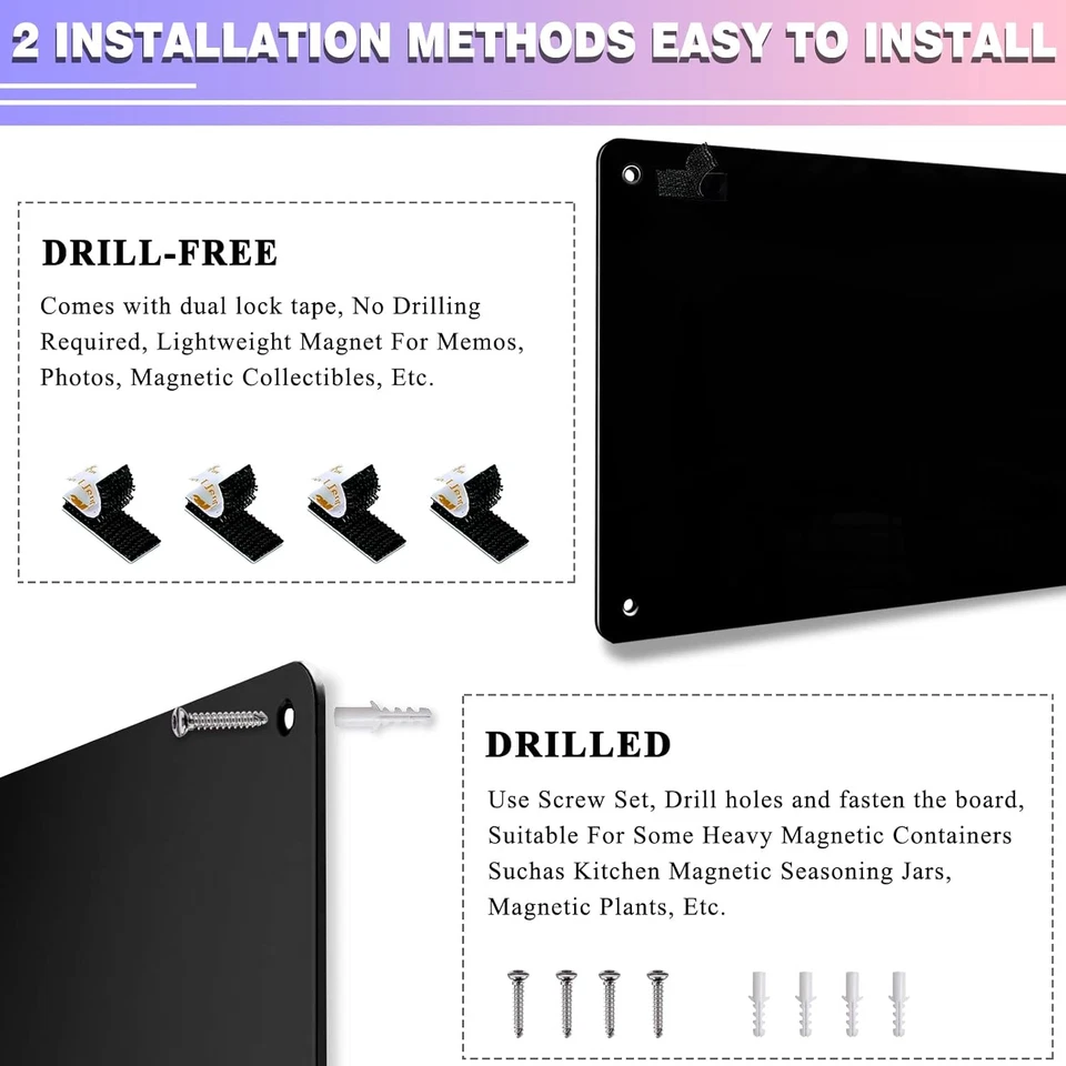 2 Pack Black Magnetic Bulletin Board, 17.5" X 11.4" for Notes and Photos - Image 3 of 4