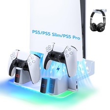 Mcbazel PS5 Wall Mount Bracket Stand with Charging Station for PS5 Slim/Pro Dual