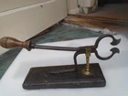 Rare Georgian wrought iron table top sugar cutter with turned wood handle