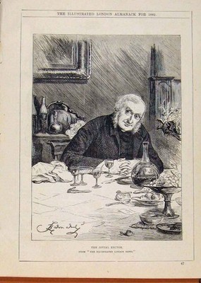 Original alter antiker Druck London Almanack Jovial Retor 1882 19.
