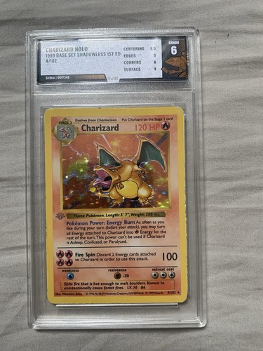 Charizard Base Set Holo 1st Edition Grey Stamp Error Pokemon Rare Graded 6