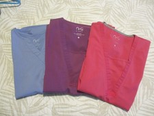 Lot of 3 NRG By Barco Womens Scrub Tops Assorted Colors V-Neck Medium
