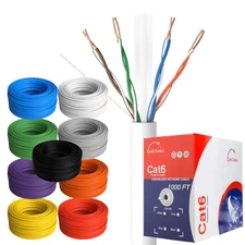 CAT6 Cable 500FT 1000FT UTP Solid Network Ethernet 24 AWG Bulk Wire RJ45 Lan