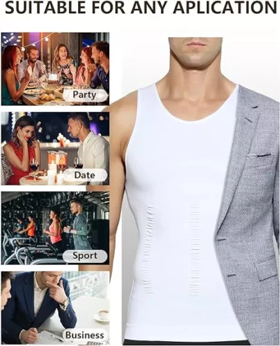 Gynäkomastie Compress Tanktop Männer Abnehmen Body Shaper Weste Bauchweg Shirt - Bild 3 von 26