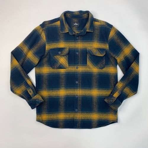 Rip Curl Shirt Mens Small Navy Turmeric Count Flannel Classic Check Relaxed Work - Picture 2 of 10