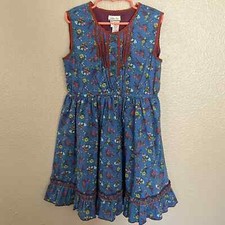 Matilda Jane Blue and Brown Floral Button Front Sleeveless Dress Size 8