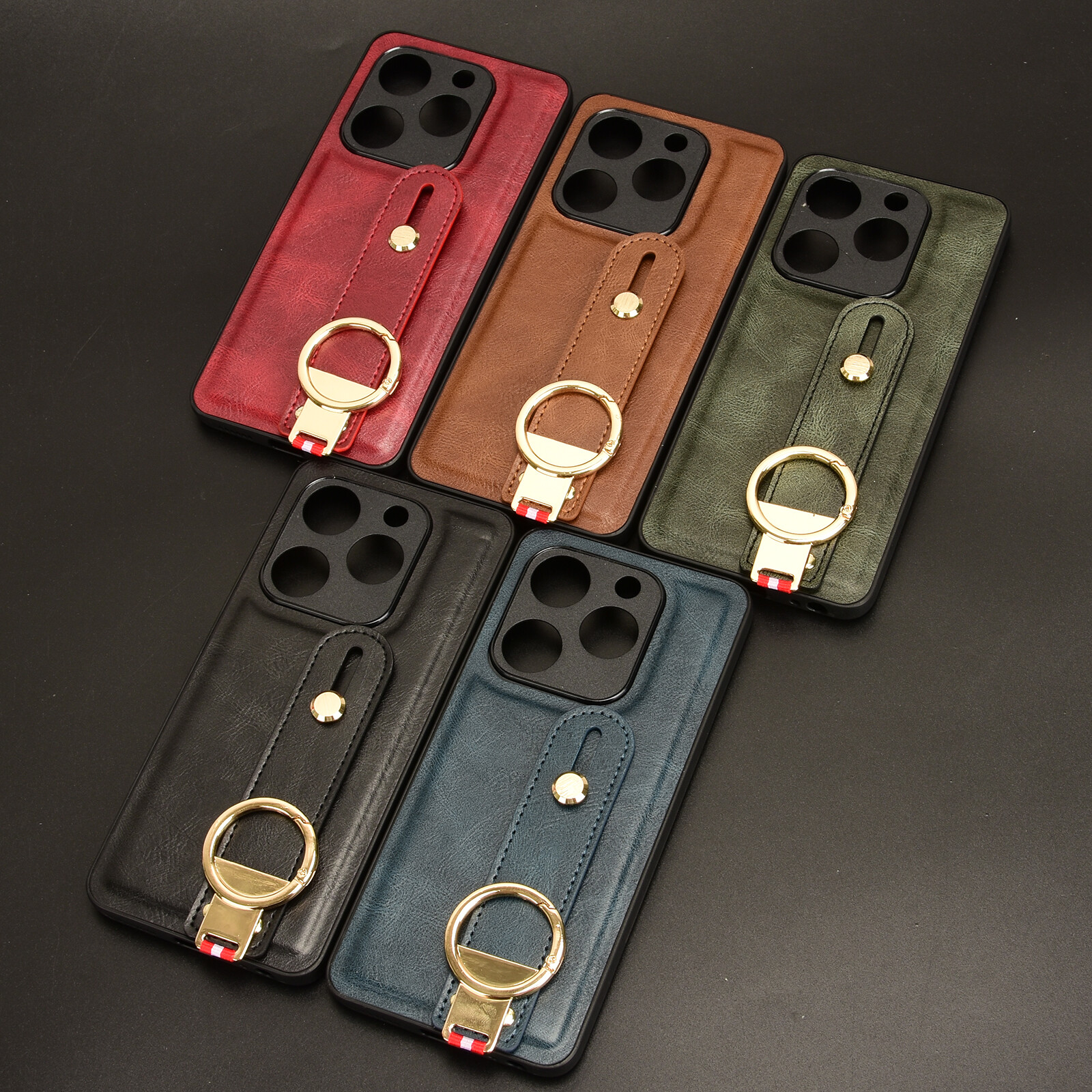 Infinix Smart 8 X6525 Luxury PU Leather Case with Wristband & Kickstand