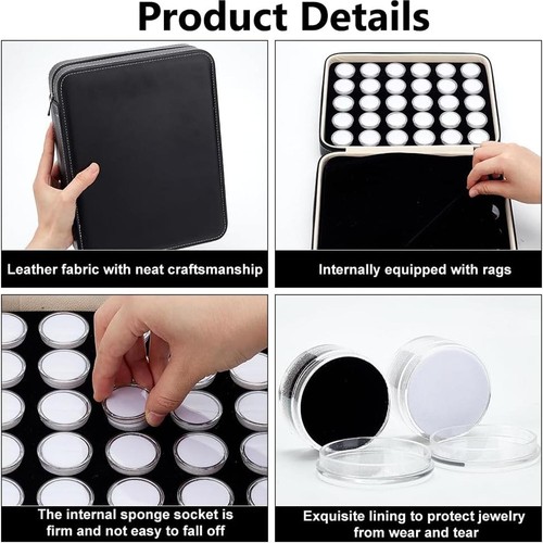 60 Gem Display Case Diamond Gemstone Storage Box Small Round Plastic Containers - Picture 4 of 6